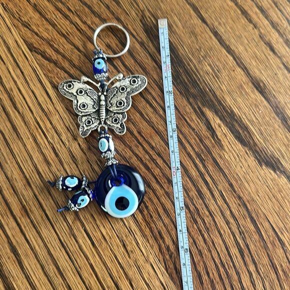 Evil Eye Bundle. Handmade.  Beautiful.  Hanger and Keychain with Butterfly - Picture 5 of 6